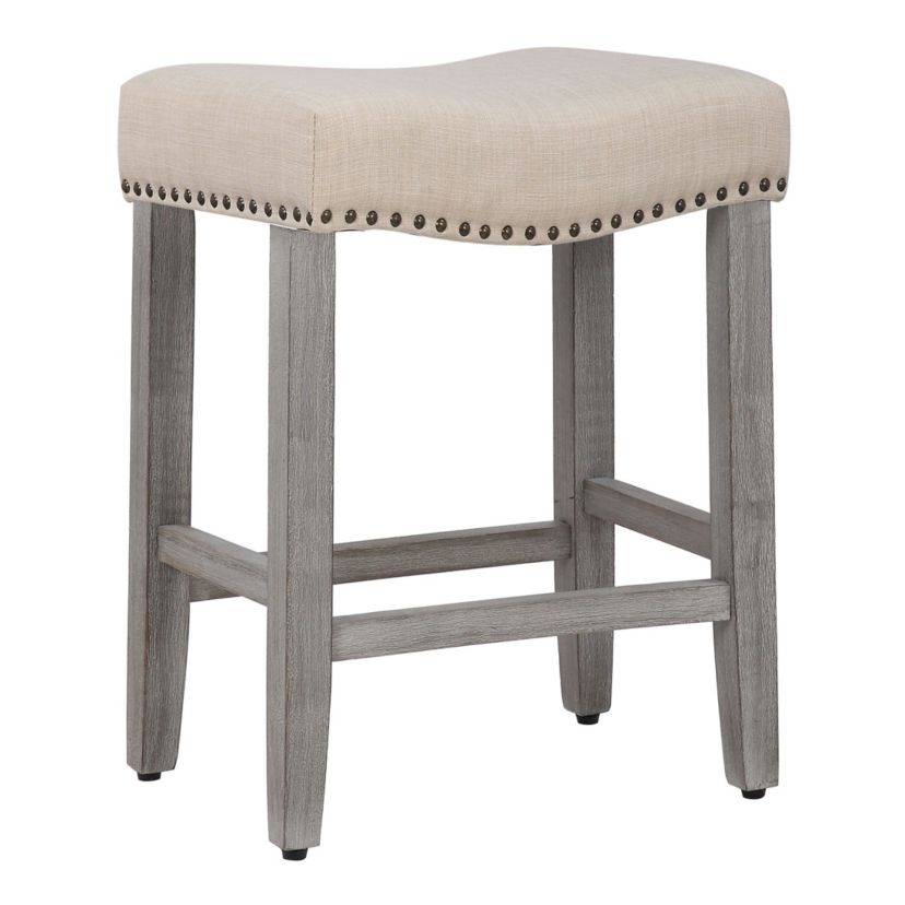 24" Upholstered Nail Head Counter Stool (Set of 2)