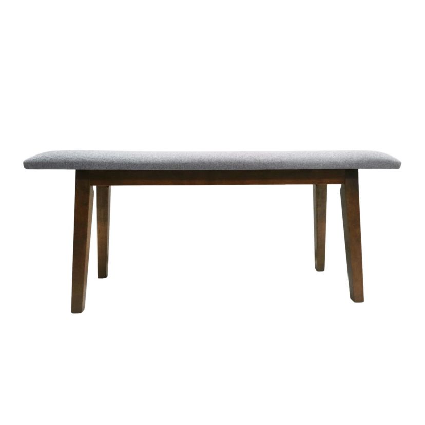 Solid Wood Mid-Century Upholstered Bench