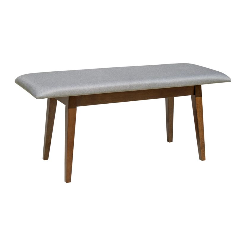 Solid Wood Mid-Century Upholstered Bench