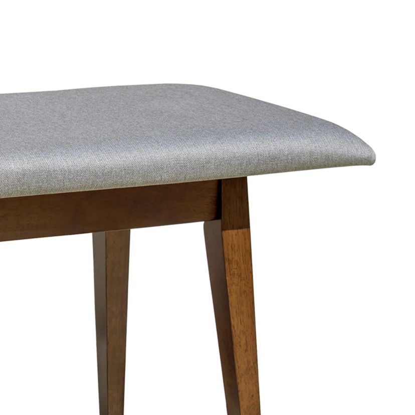 Solid Wood Mid-Century Upholstered Bench