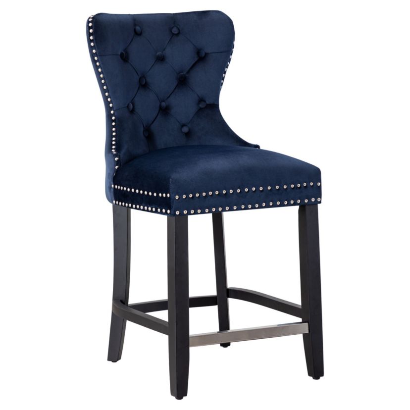 24" Tufted Velvet Bar Stool