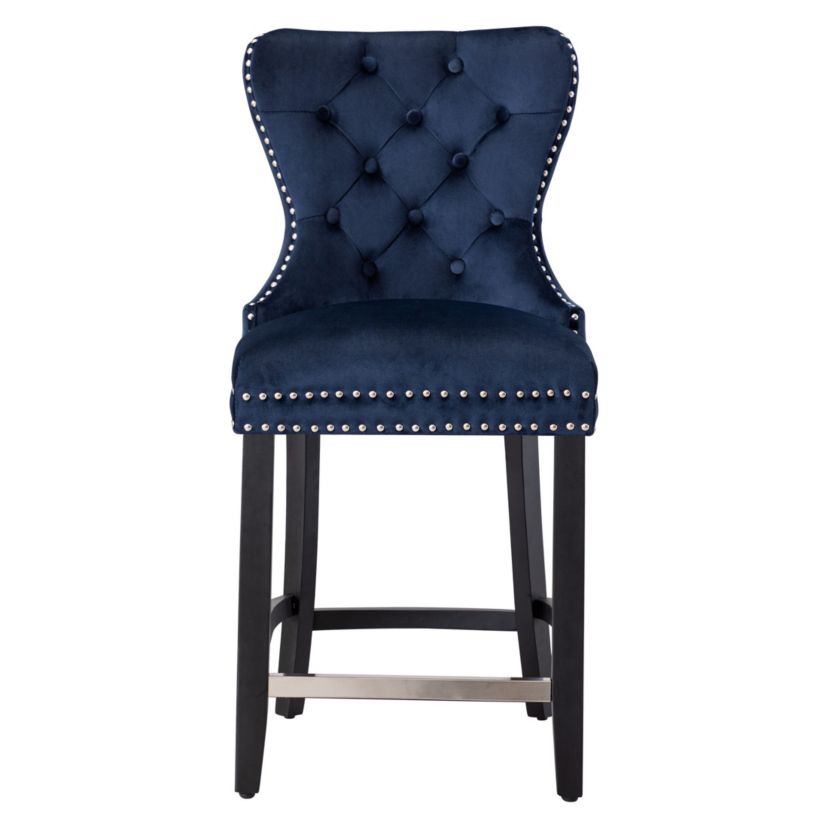 24" Tufted Velvet Bar Stool