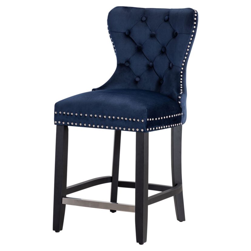 24" Tufted Velvet Bar Stool
