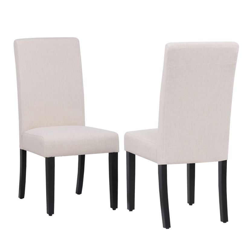 Linen Fabric Upholstered Dining Chair (Set of 2)