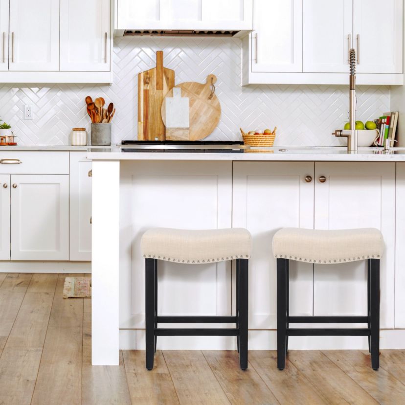 24" Upholstered Nail Head Counter Stool (Set of 2)