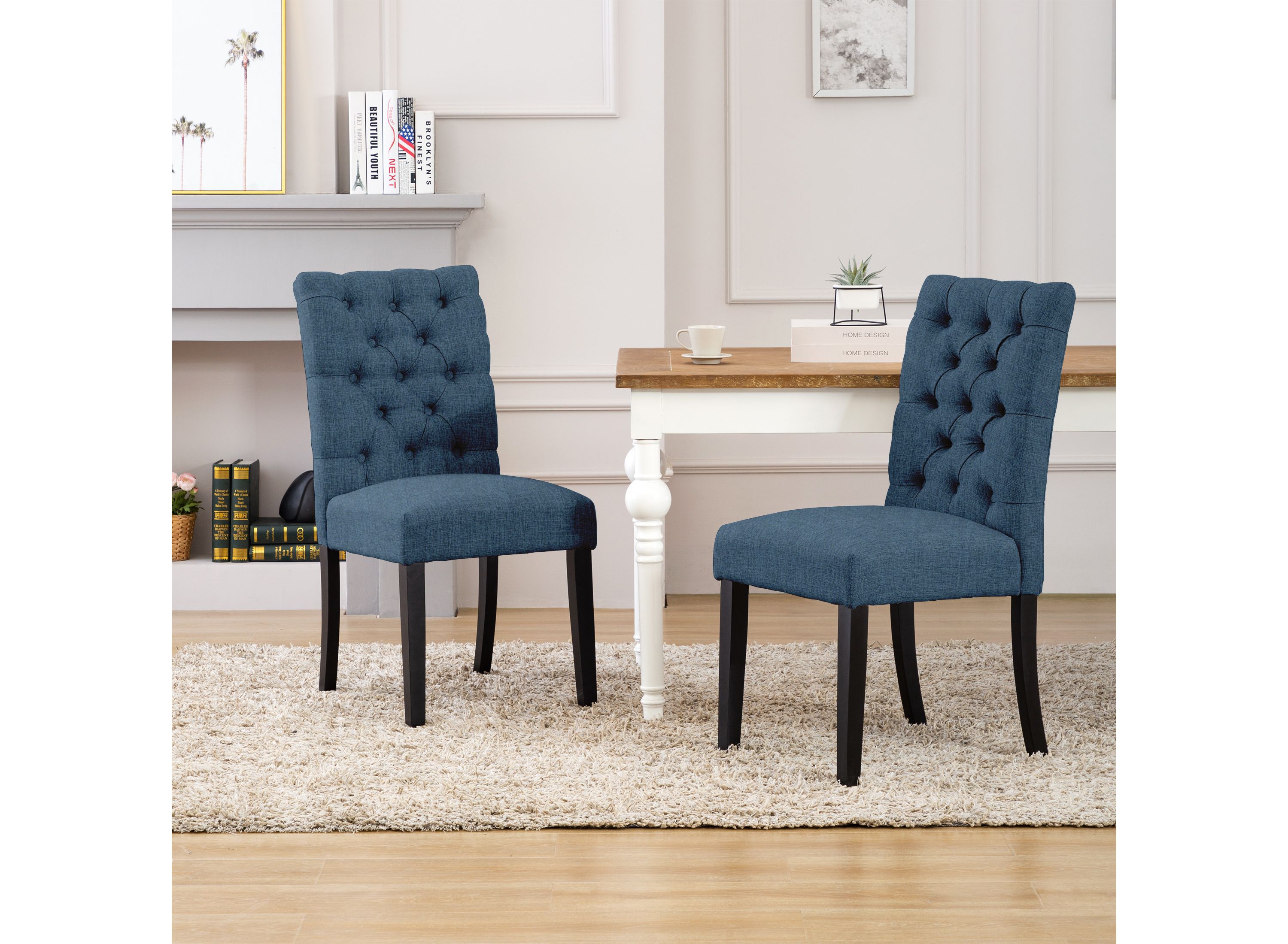 Linen Button Tufted Upholstered Side Chair (Set of 2)