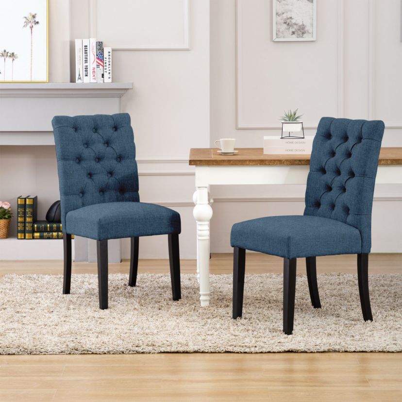Linen Button Tufted Upholstered Side Chair (Set of 2)