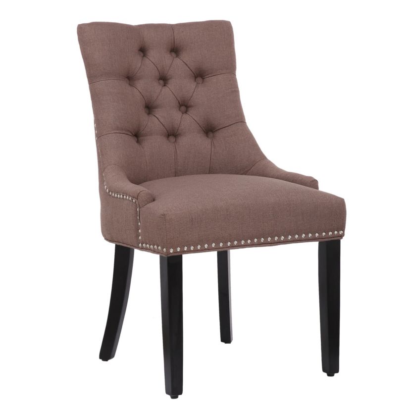 Linen Fabric Tufted Upholstered Dining Chair