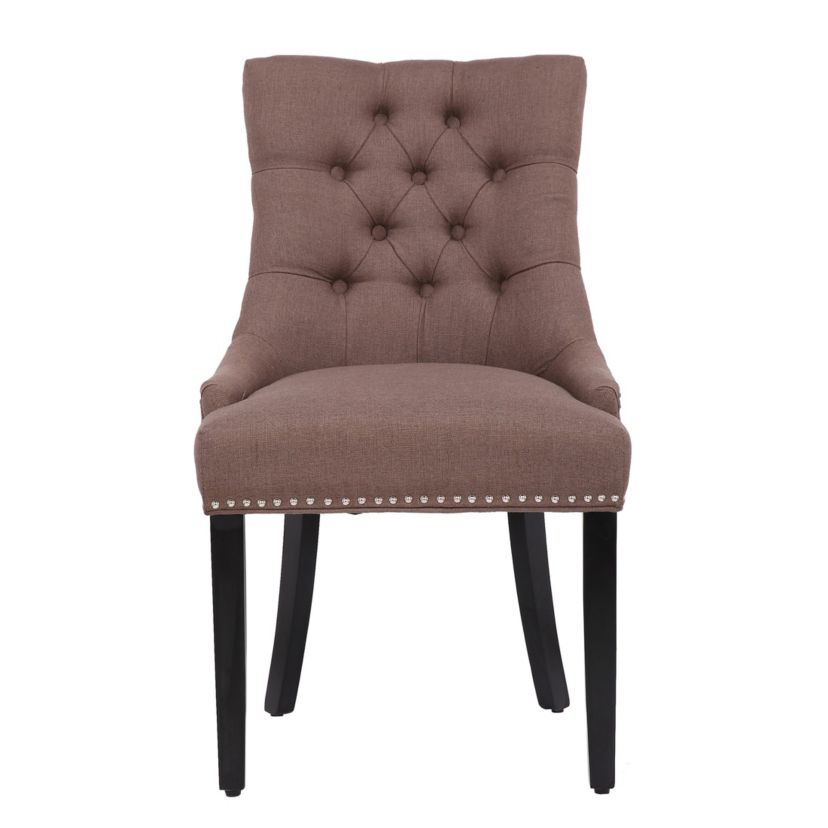 Linen Fabric Tufted Upholstered Dining Chair