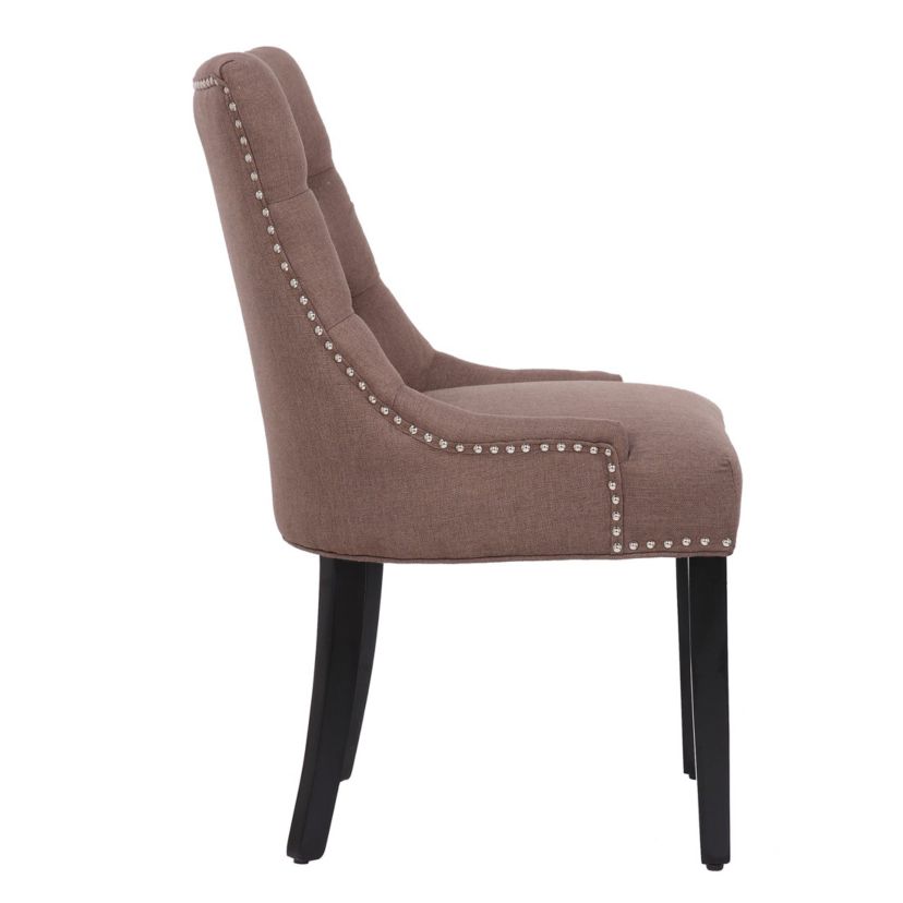 Linen Fabric Tufted Upholstered Dining Chair