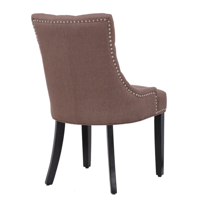 Linen Fabric Tufted Upholstered Dining Chair