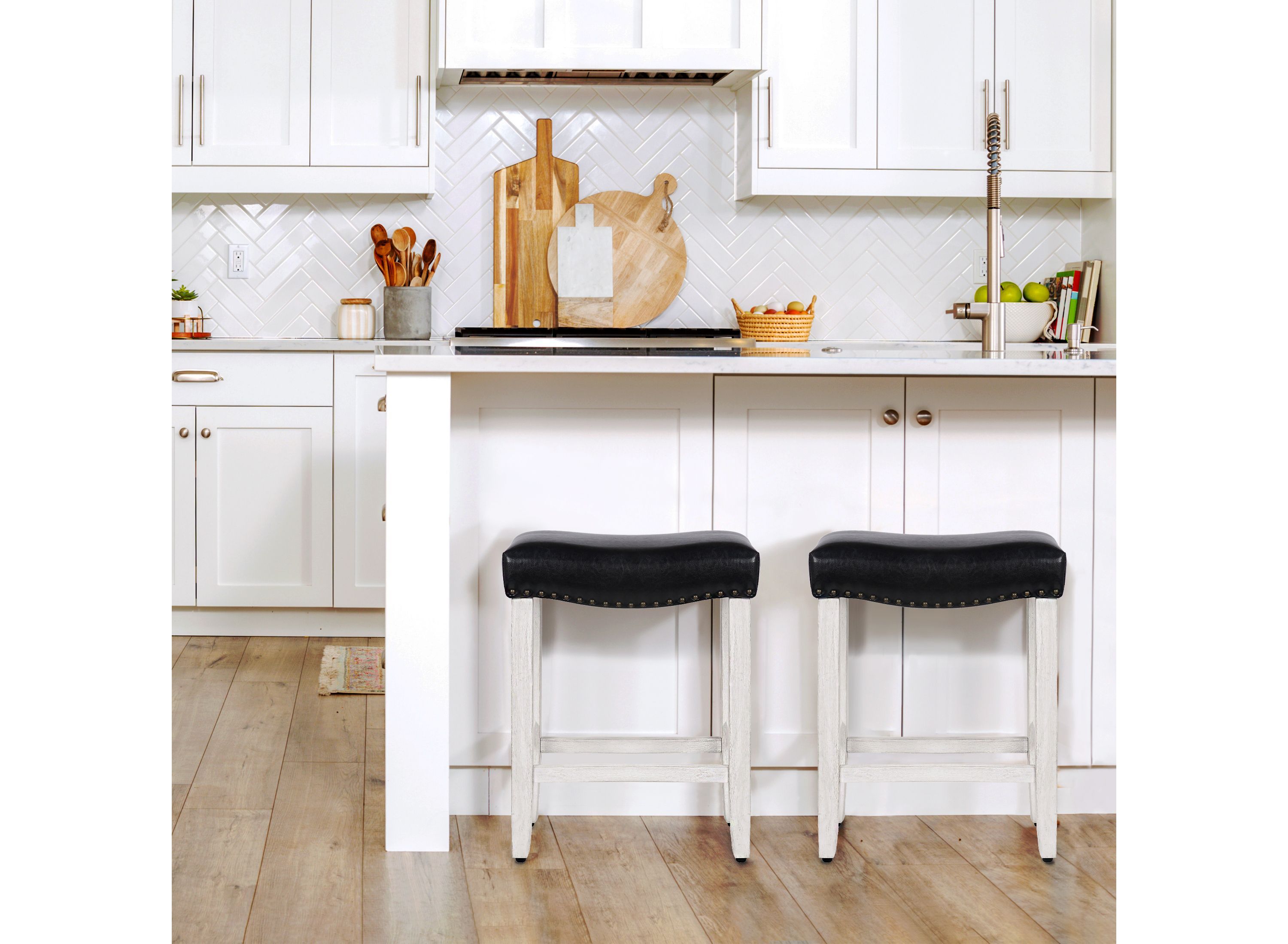 24" Upholstered Nail Head Counter Stool (Set of 2)