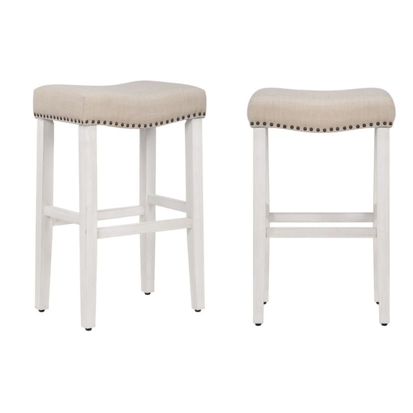 24" Upholstered Nail Head Bar Stool (Set of 2)