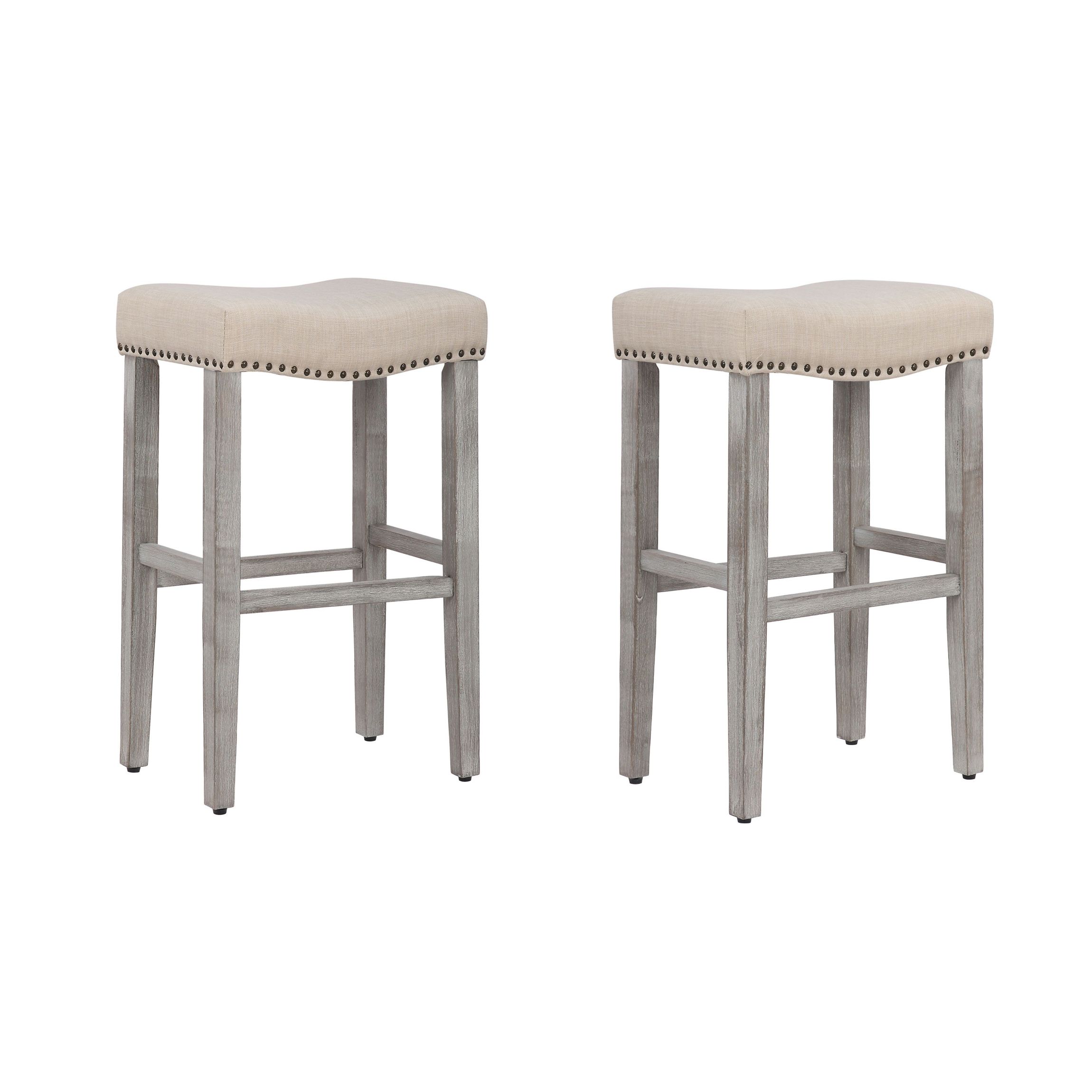 29" Upholstered Nail Head Bar Stool (Set of 2)
