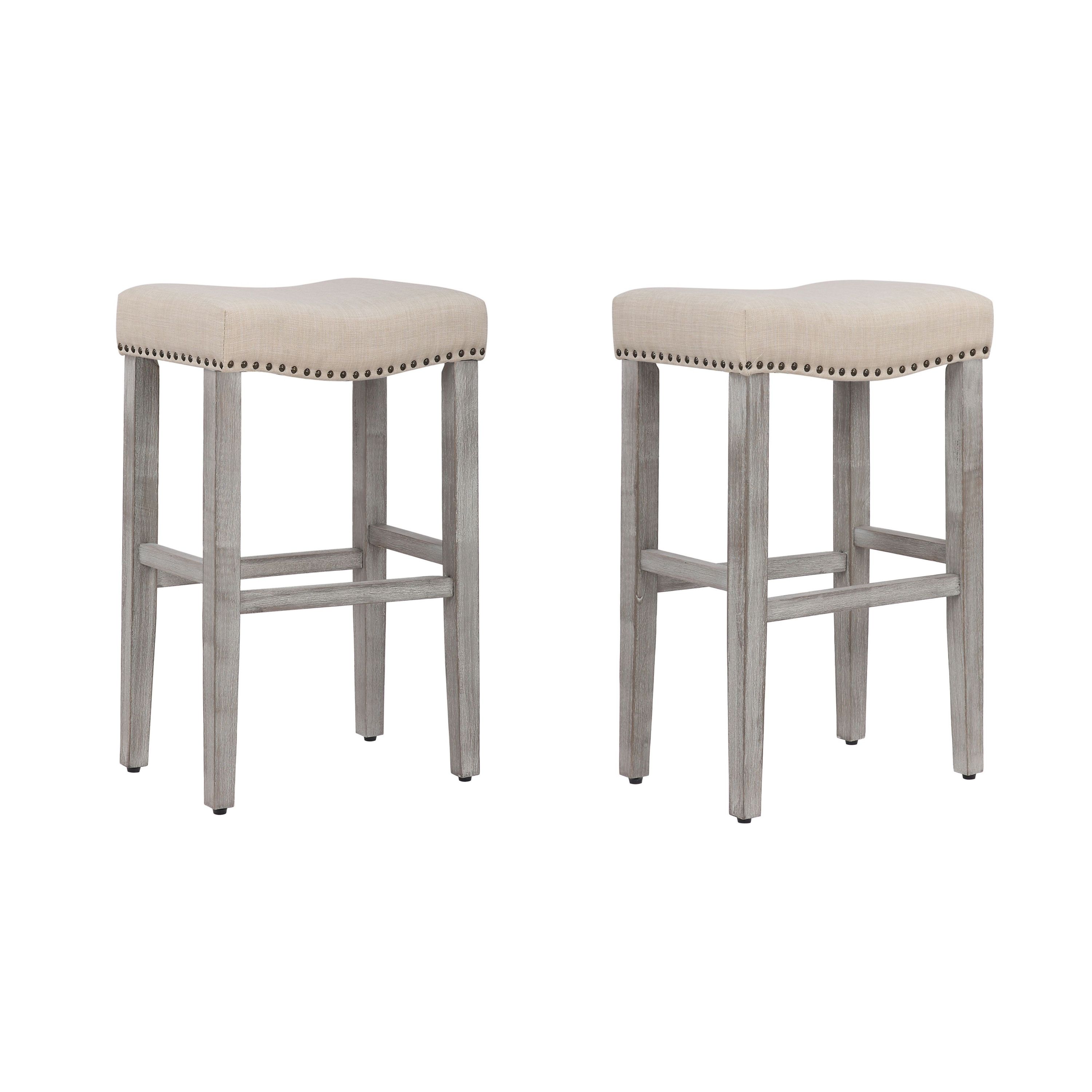 29" Upholstered Nail Head Bar Stool (Set of 2)