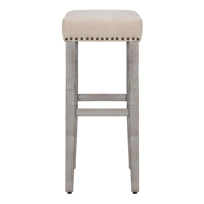 29" Upholstered Nail Head Bar Stool (Set of 2)