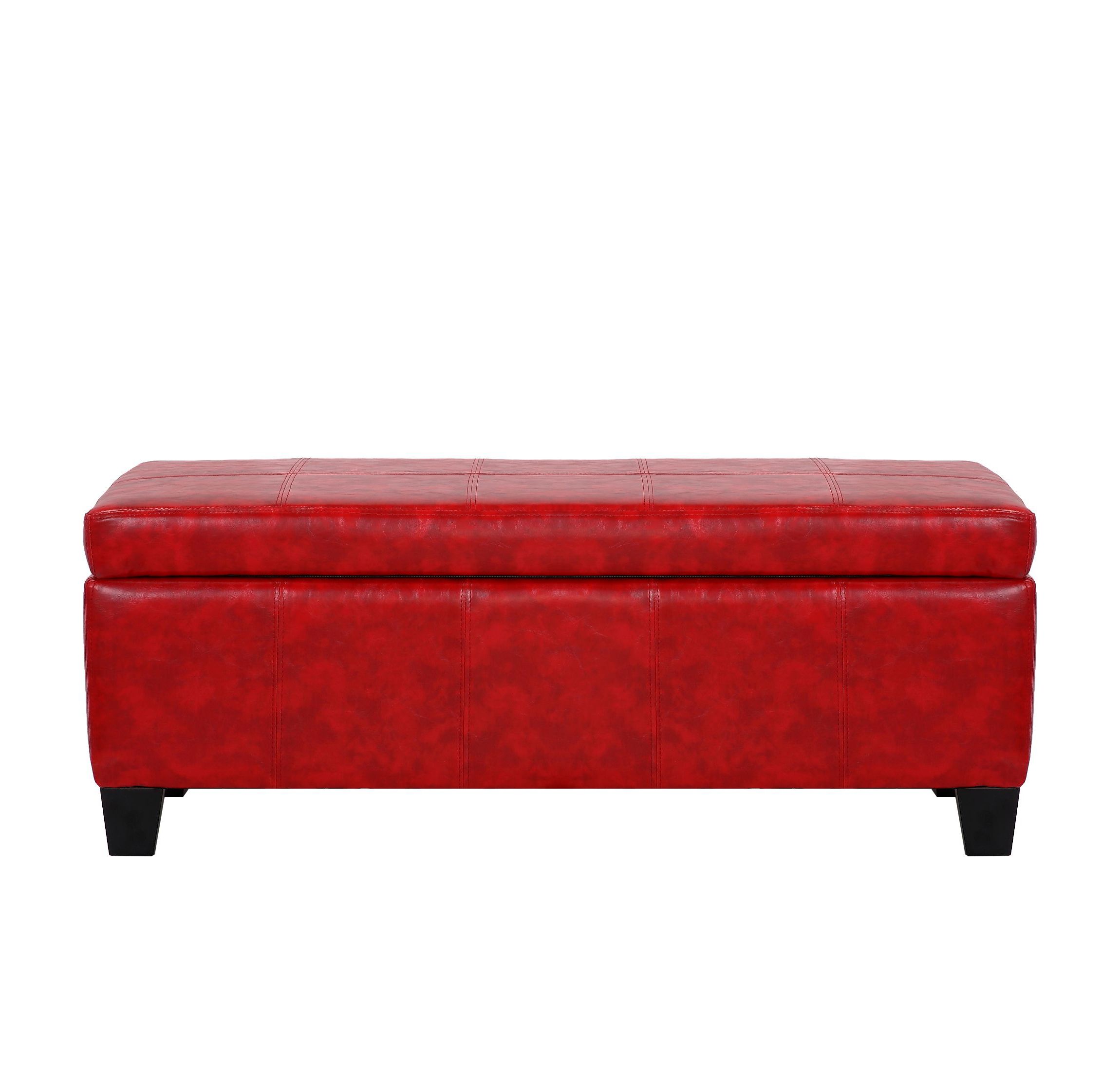 42" Wide Faux Leather Rectangle Ottoman With Storage
