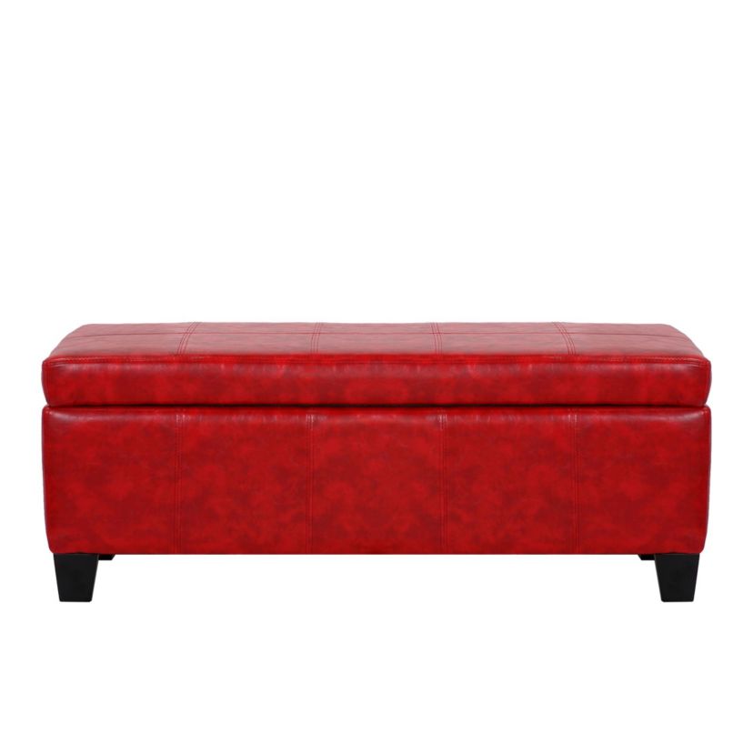 42" Wide Faux Leather Rectangle Ottoman With Storage
