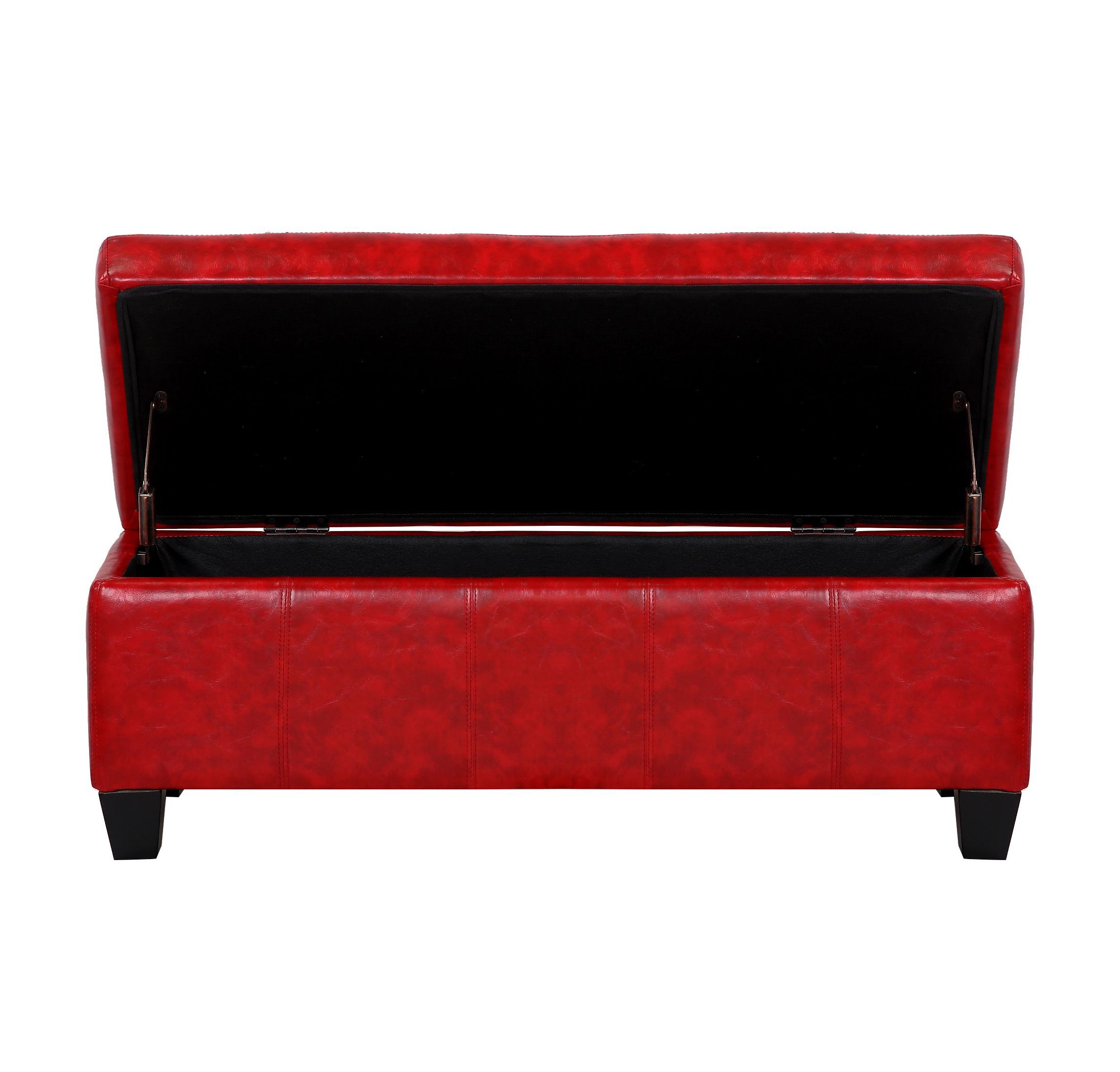 42" Wide Faux Leather Rectangle Ottoman With Storage