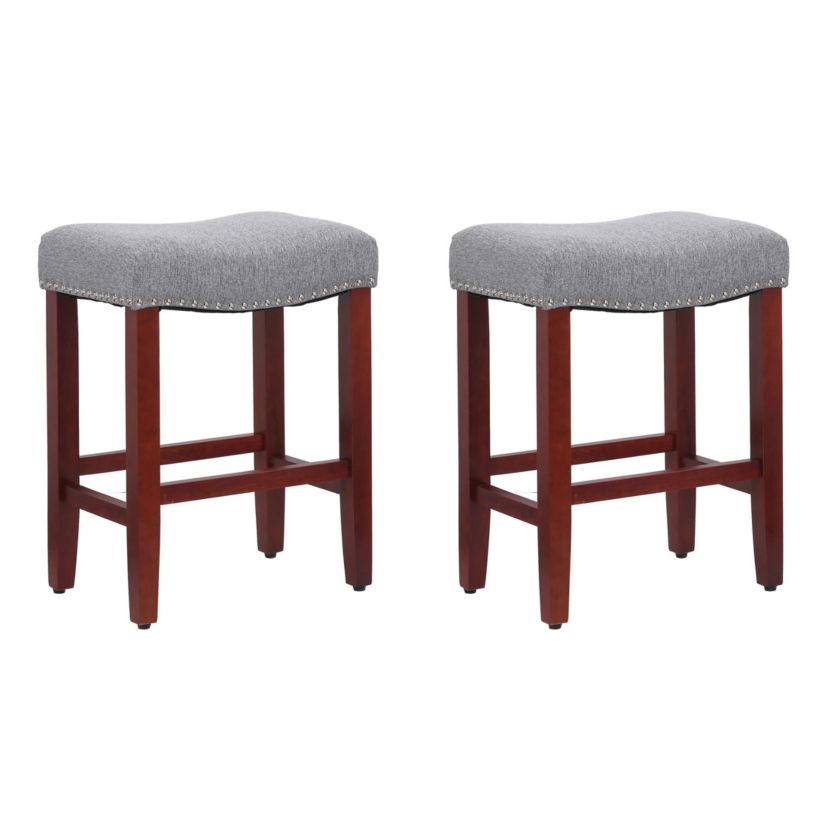 24" Upholstered Nail Head Counter Stool (Set of 2)