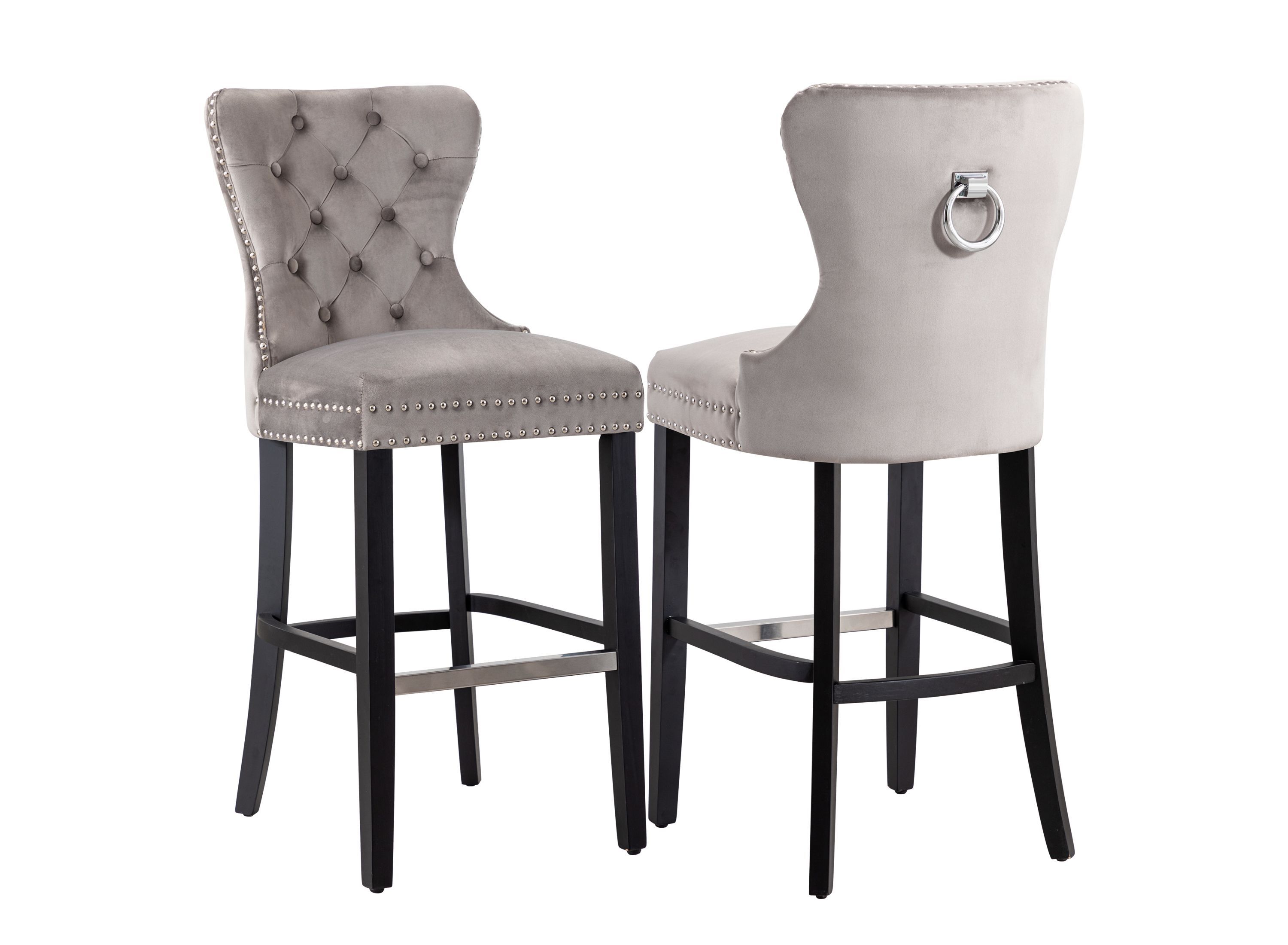 29" Tufted Velvet Bar Stool (Set of 2)