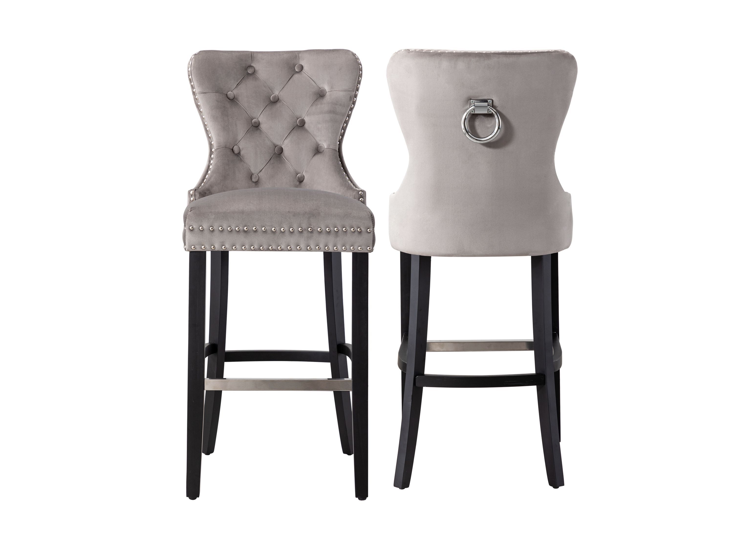 29" Tufted Velvet Bar Stool (Set of 2)