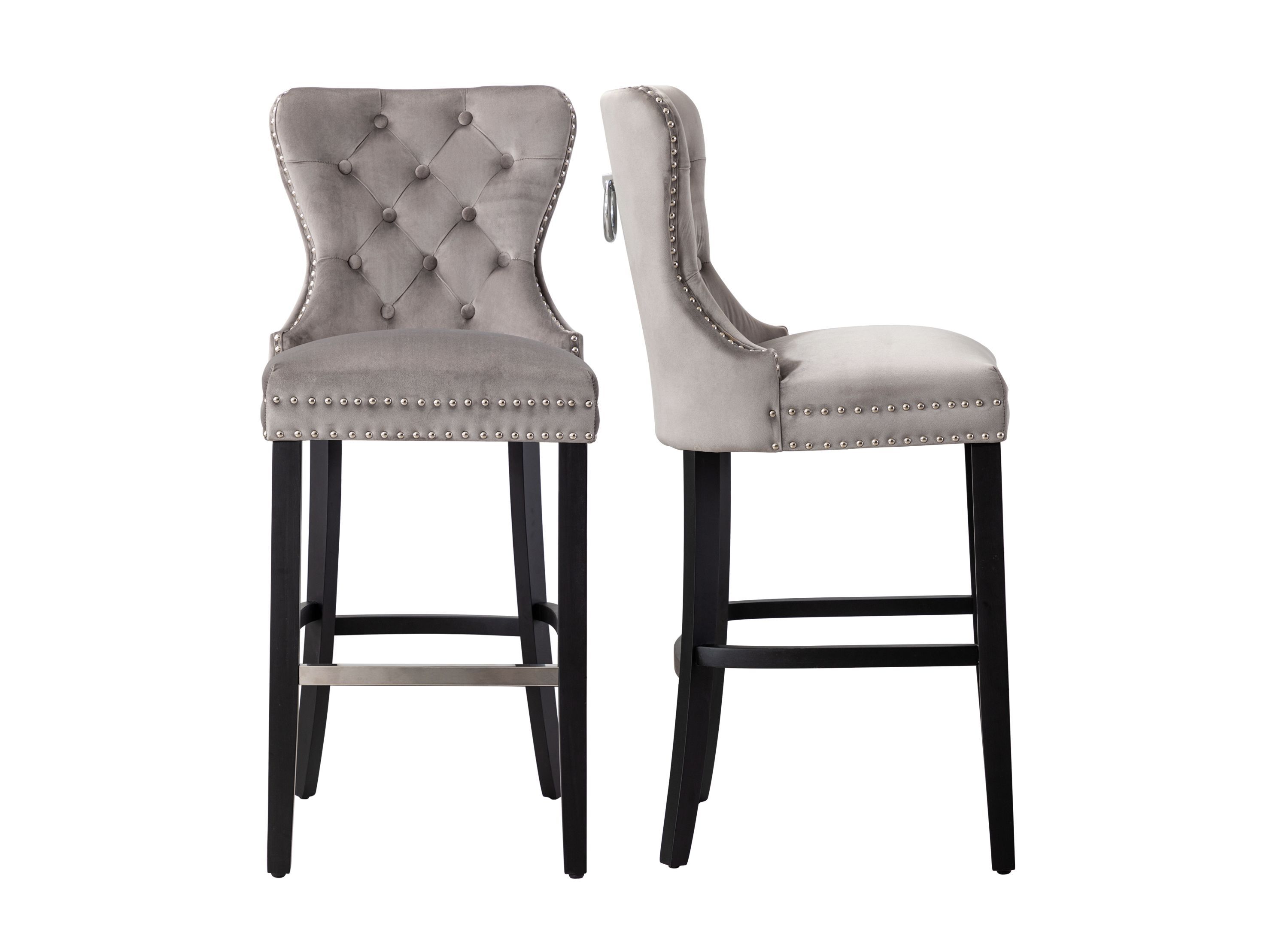 29" Tufted Velvet Bar Stool (Set of 2)