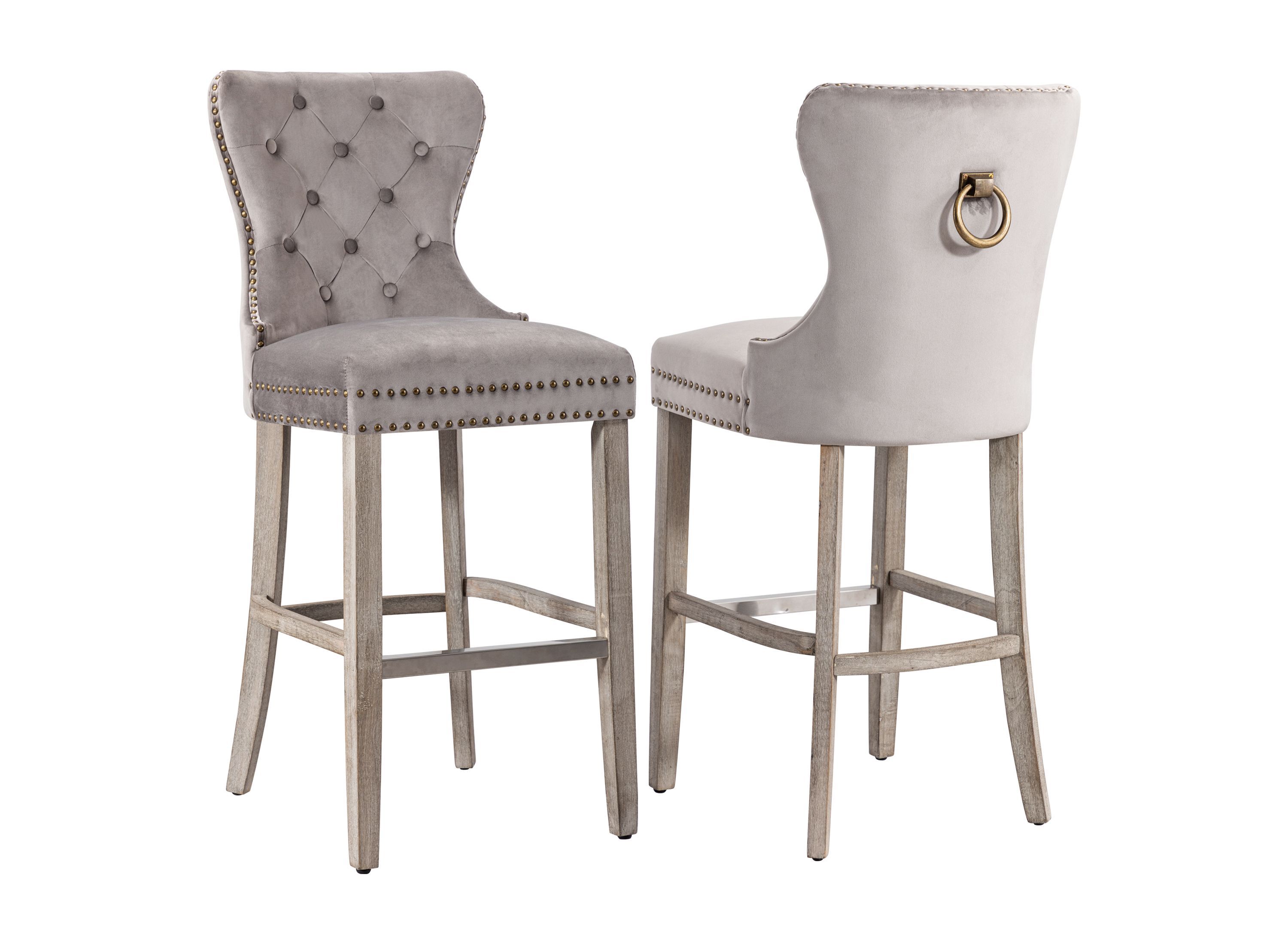 29" Tufted Velvet Bar Stool (Set of 2)