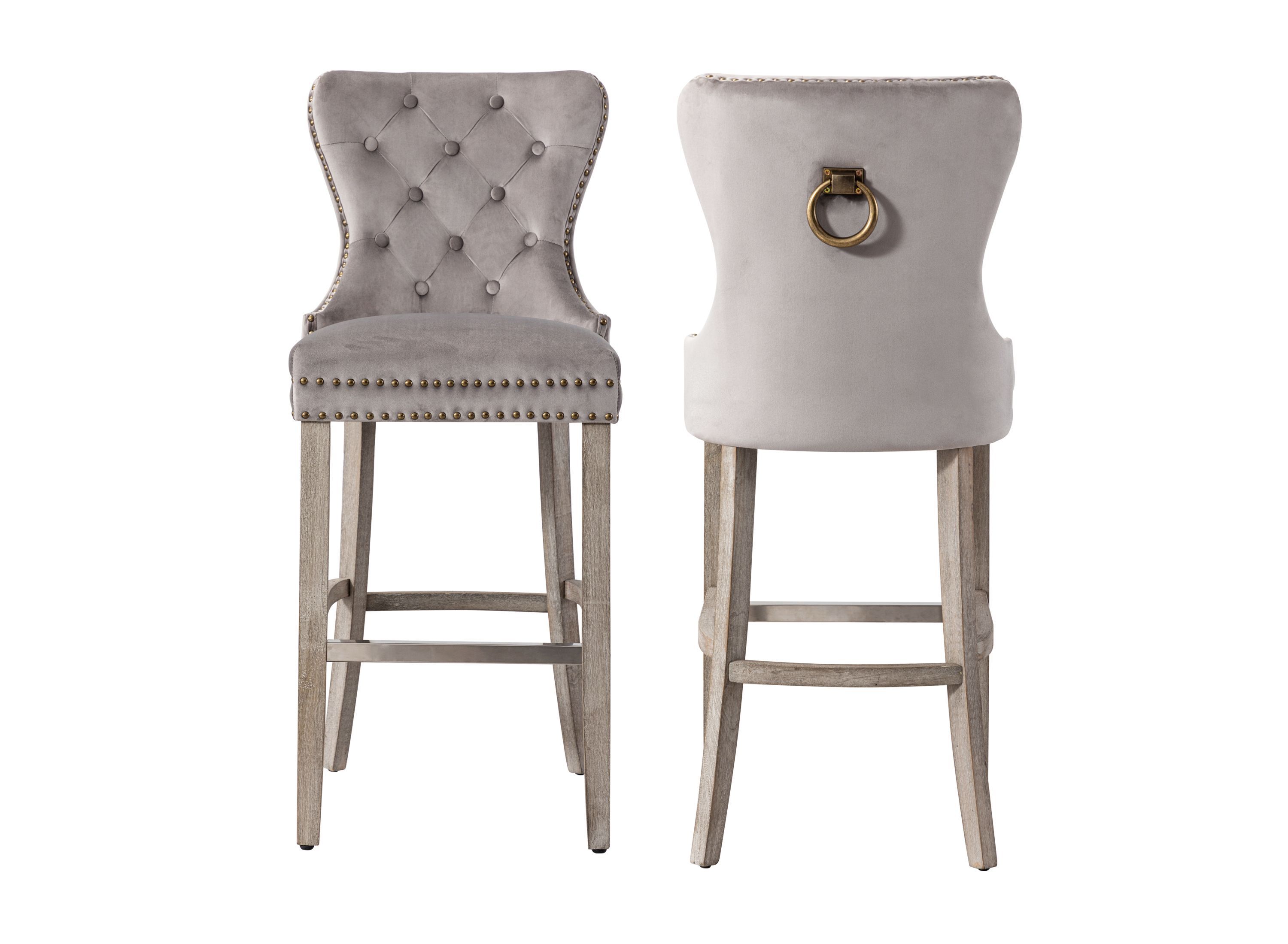 29" Tufted Velvet Bar Stool (Set of 2)
