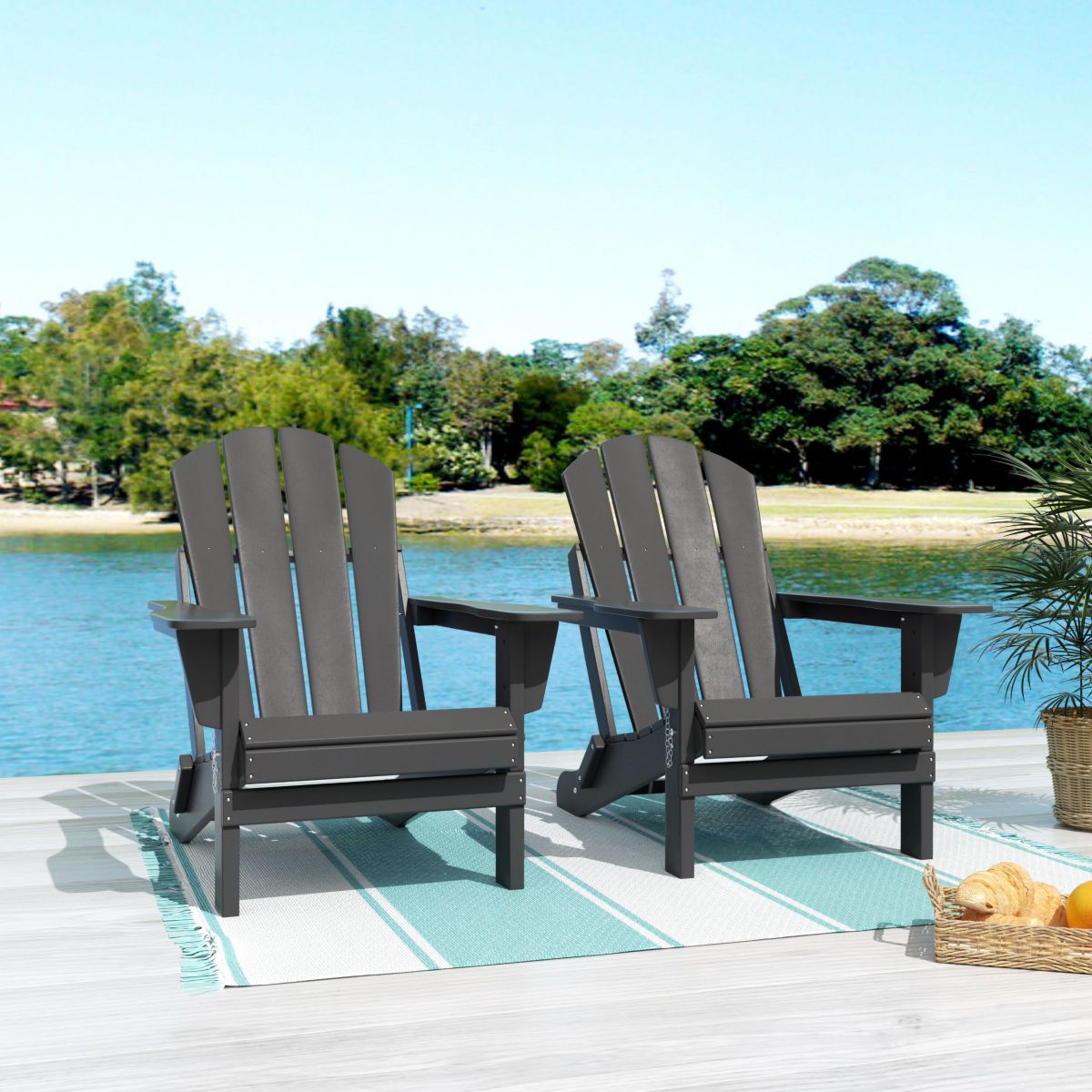 Outdoor Folding Poly Adirondack Chair (Set of 2)