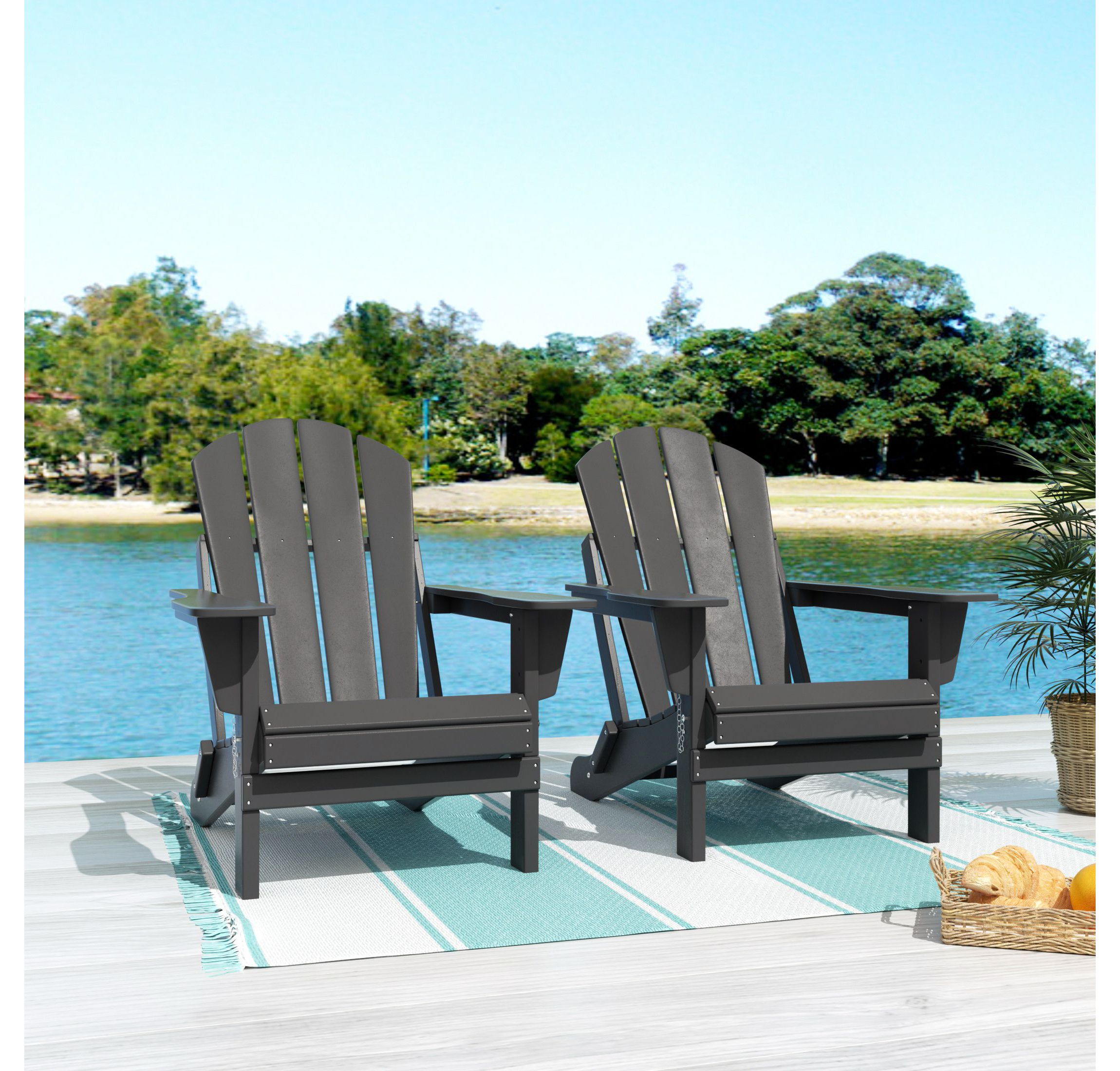 Outdoor Folding Poly Adirondack Chair (Set of 2)