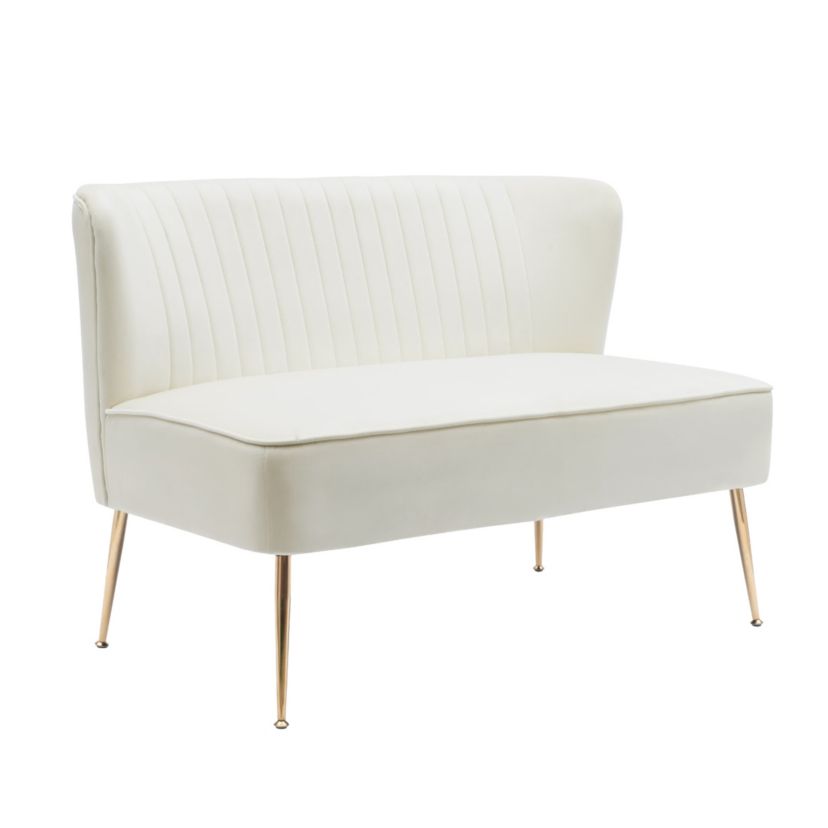 46" Wide Upholstered Velvet Tufted Settee Loveseat