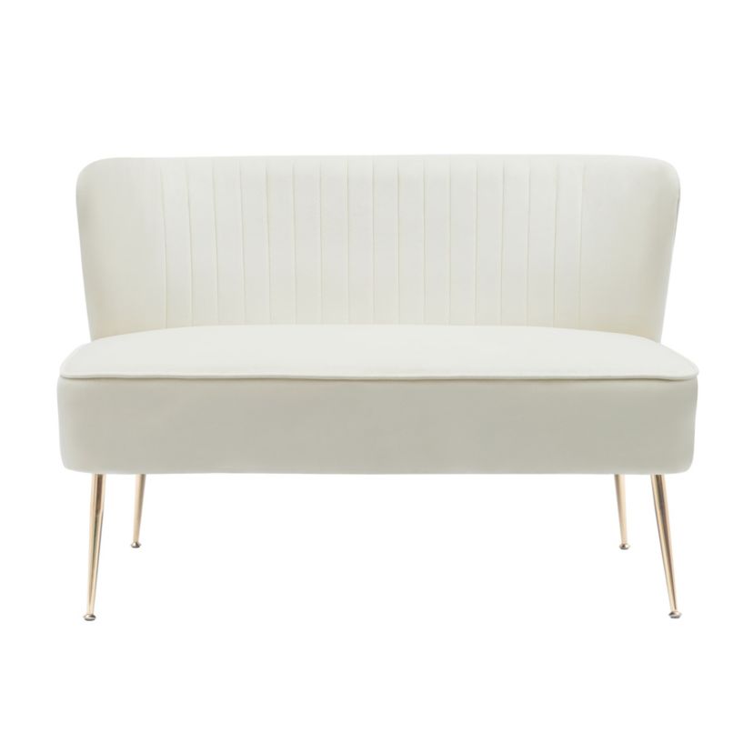 46" Wide Upholstered Velvet Tufted Settee Loveseat