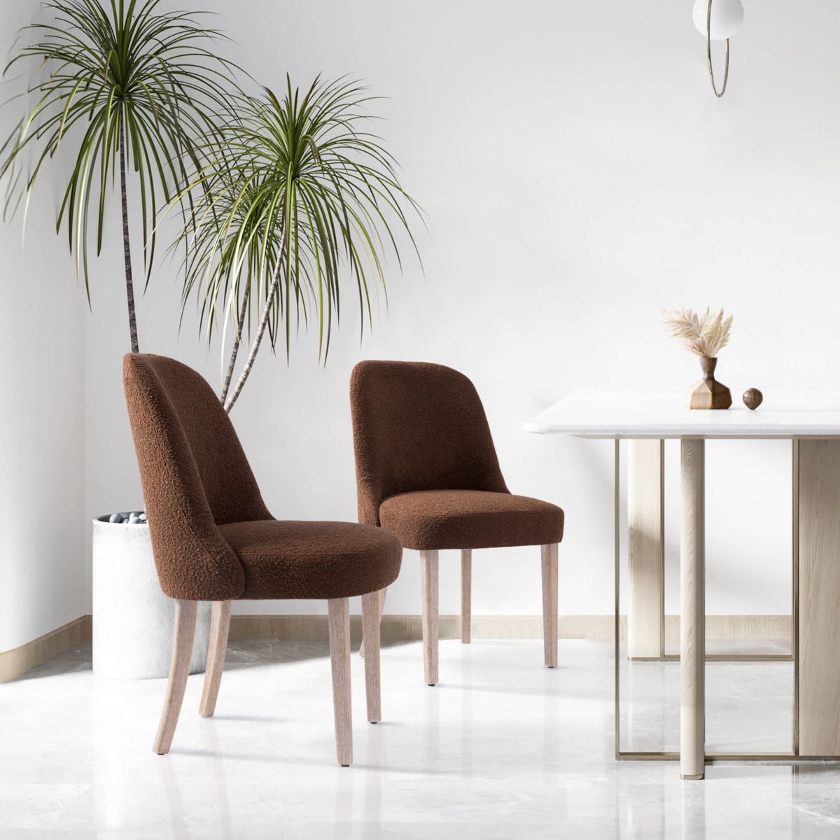 Water and Stain Resistant Boucle Upholstered Side Chair (Set of 2)