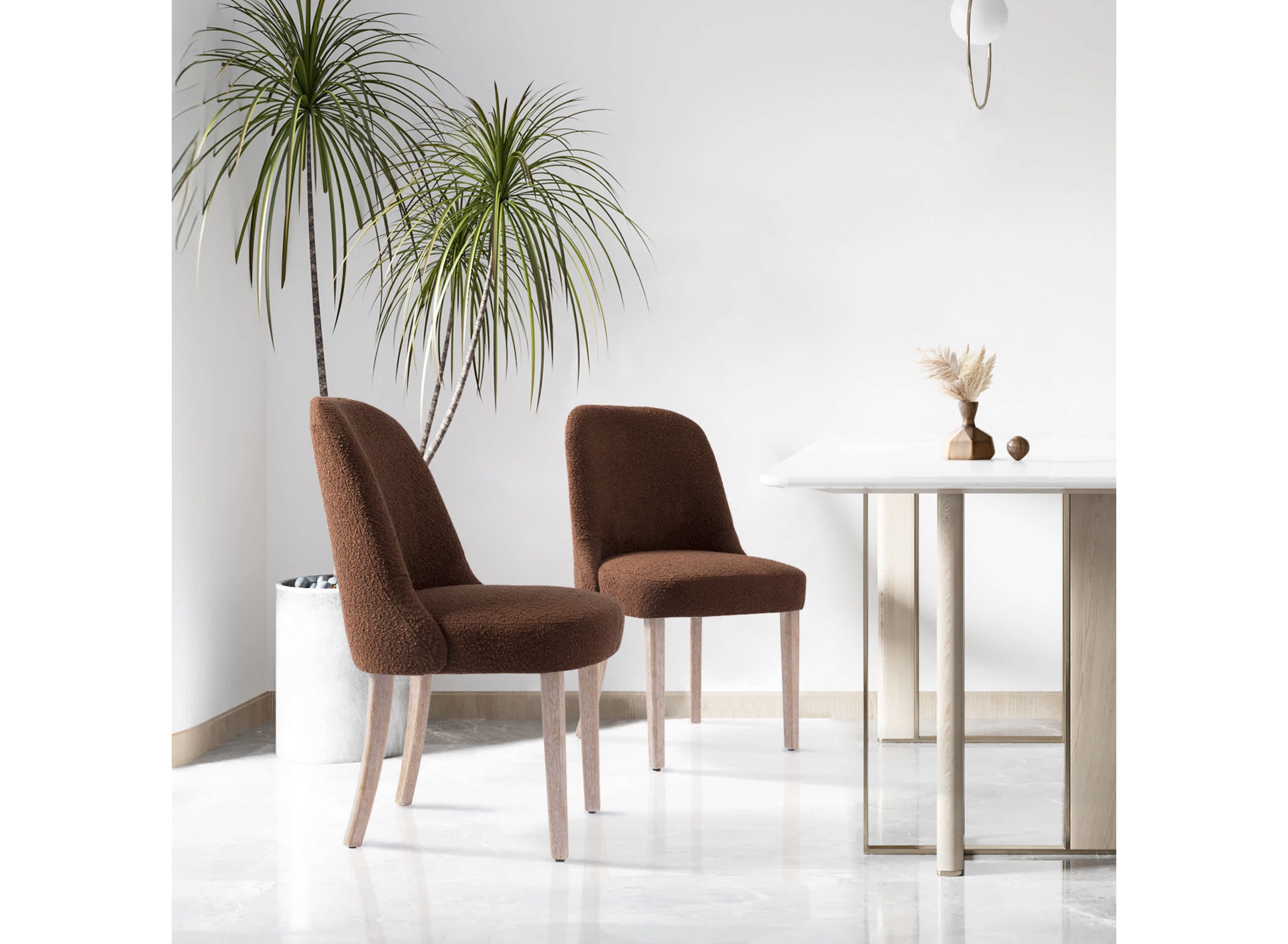 Water and Stain Resistant Boucle Upholstered Side Chair (Set of 2)