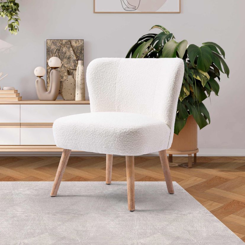 25" Wide Water and Stain Resistant Boucle Upholstered Accent Chair
