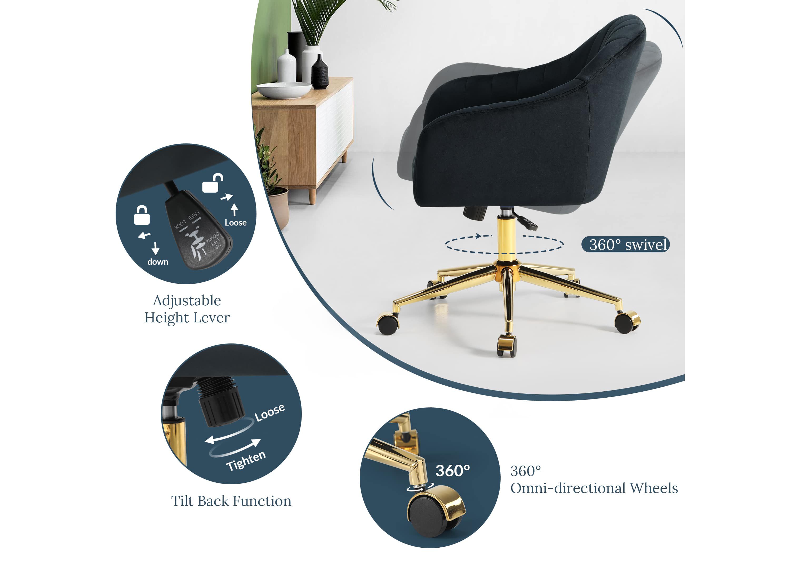 Velvet Upholstered Desk Chair