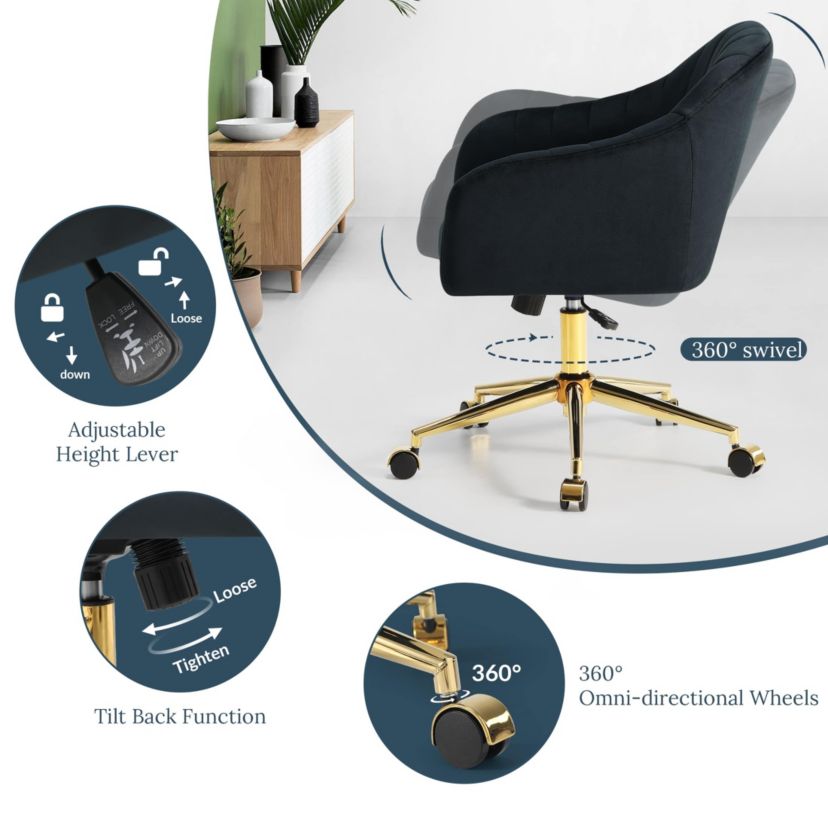 Velvet Upholstered Desk Chair