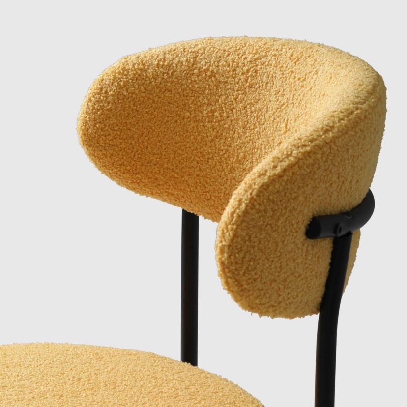 Faux Shearling Fabric Upholstered Side Chair With Metal Leg (Set of 2)