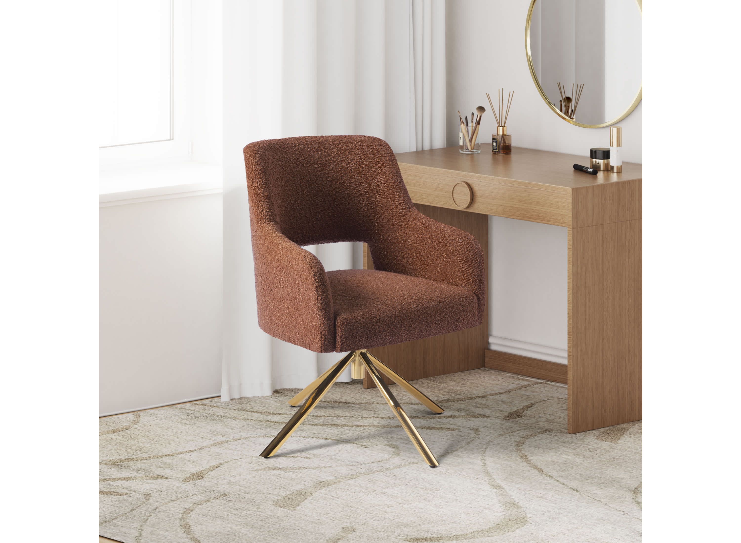 Water and Stain Resistant Boucle Upholstered Swivel Accent Chair