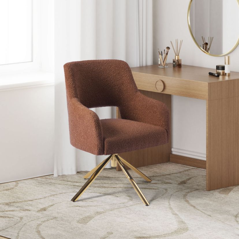 Water and Stain Resistant Boucle Upholstered Swivel Accent Chair