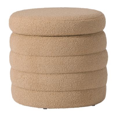 Westin Furniture 16" Tall Sherpa Round Ottoman With Storage