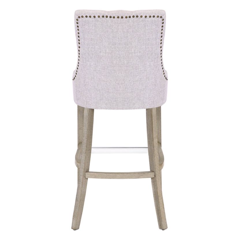 29" Linen Fabric Tufted Upholstered Antique Gray Bar Stool (Set of 2)