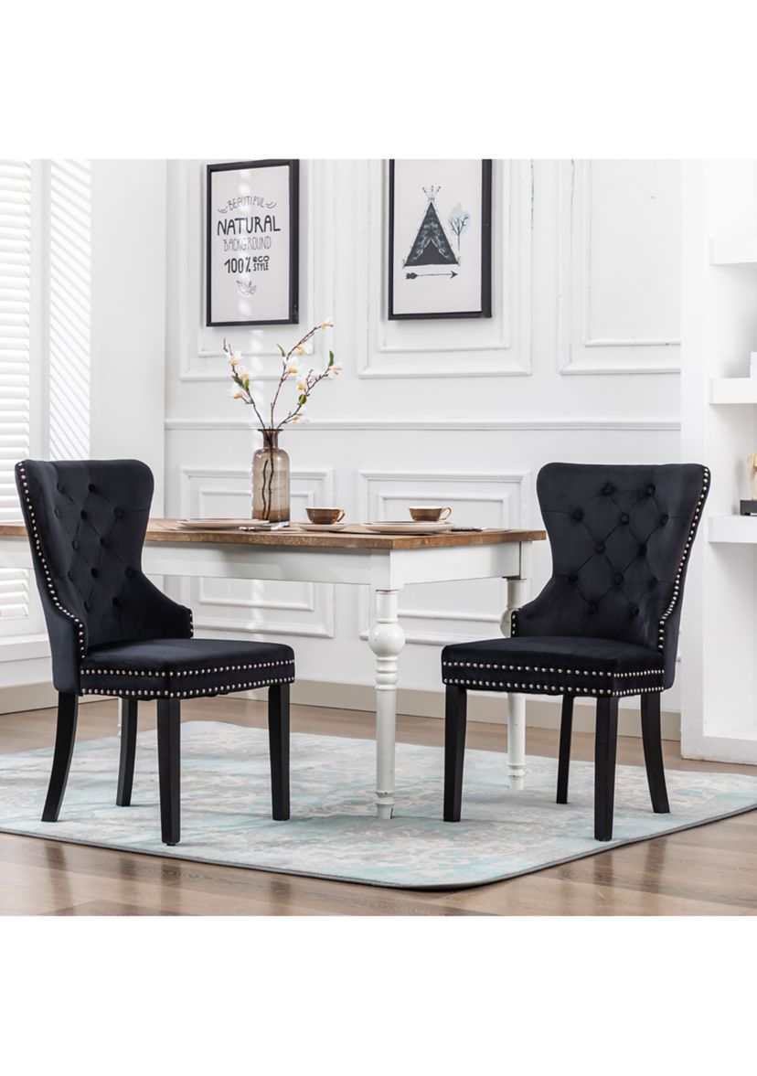 Modern Tufted Velvet Dining Side Chair (Set of 2)