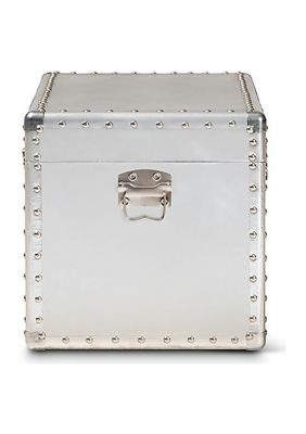 Serge French Industrial Silver Metal Storage Trunk