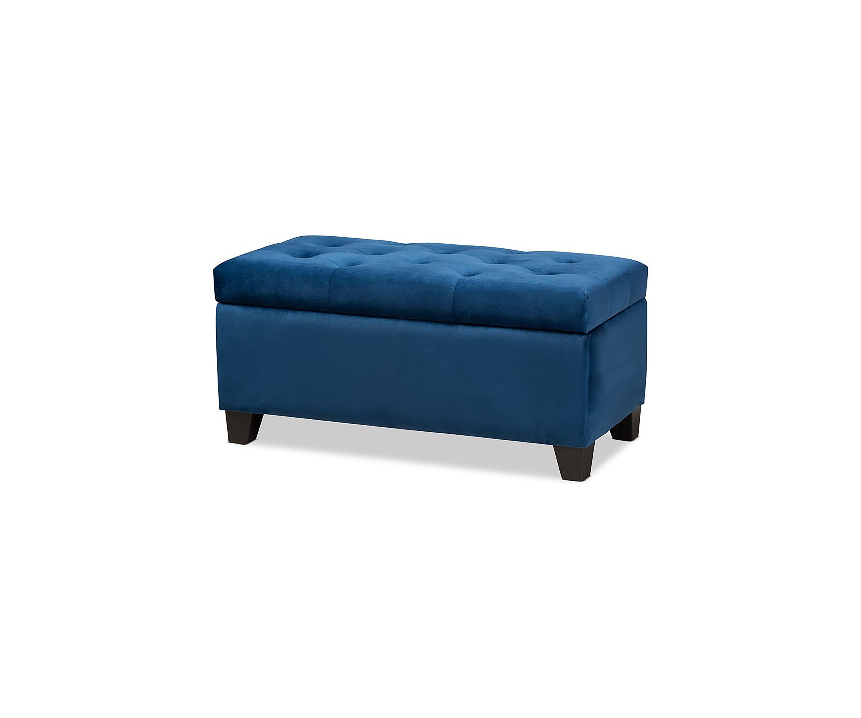 Michaela Modern and Contemporary Navy Blue Velvet Fabric Upholstered Storage Ottoman
