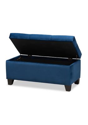 Michaela Modern and Contemporary Navy Blue Velvet Fabric Upholstered Storage Ottoman