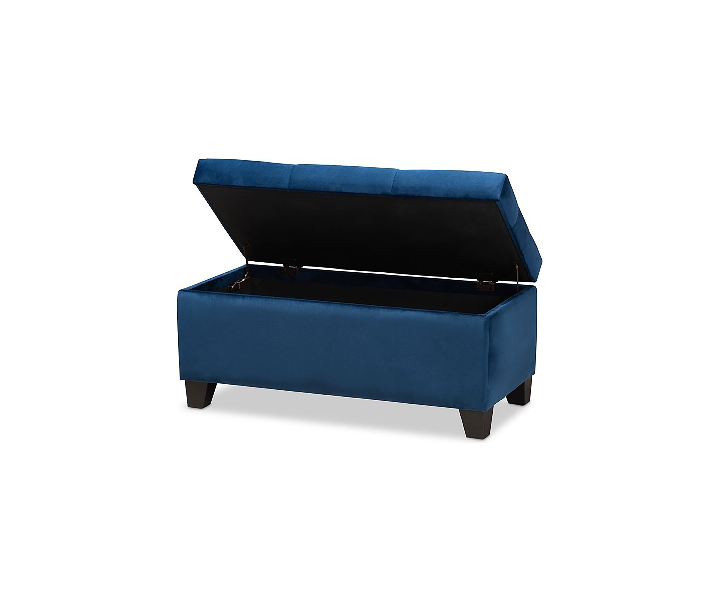 Michaela Modern and Contemporary Navy Blue Velvet Fabric Upholstered Storage Ottoman