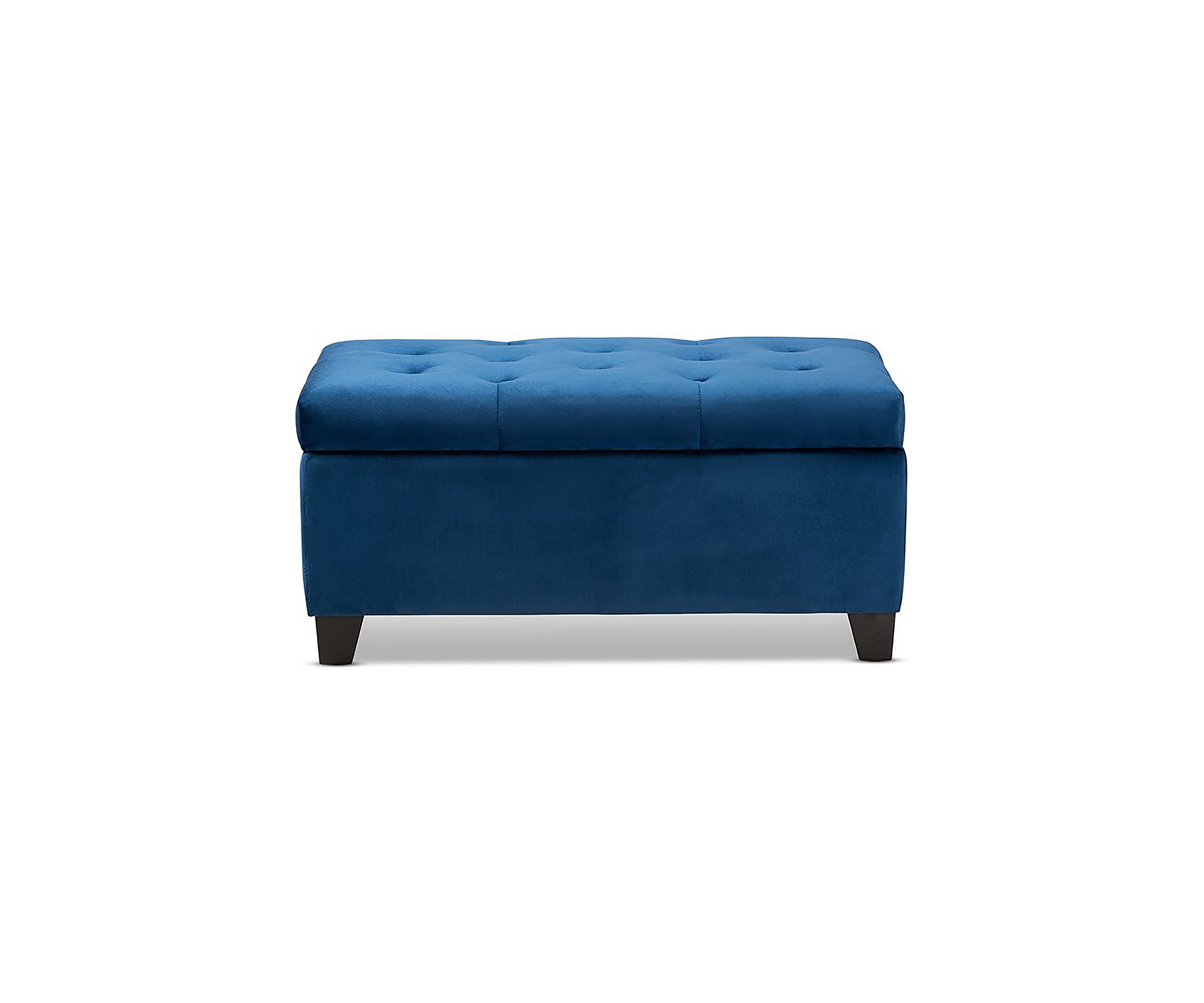 Michaela Modern and Contemporary Navy Blue Velvet Fabric Upholstered Storage Ottoman