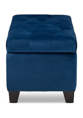 Michaela Modern and Contemporary Navy Blue Velvet Fabric Upholstered Storage Ottoman